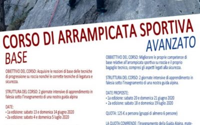 Estate 2020 : corso di arrampicata sportiva base/avanzato
