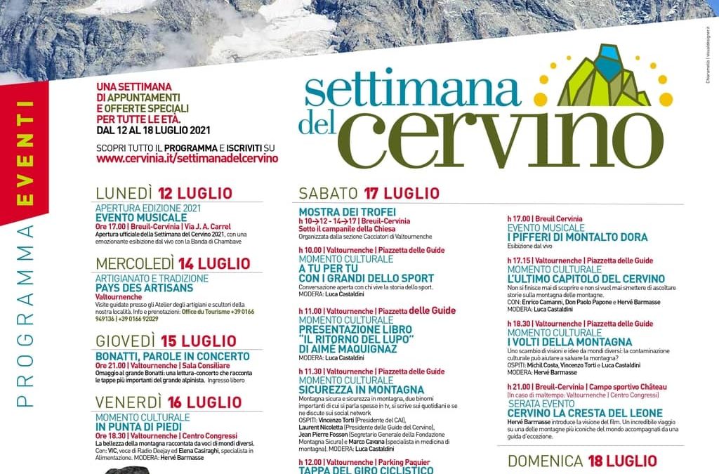SETTIMANA DEL CERVINO 12 – 18 LUGLIO 2021